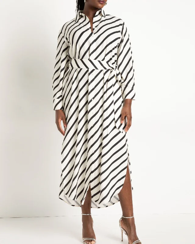 Maxi Shirtdress | Black and White Stripe Discounted maxi dresses